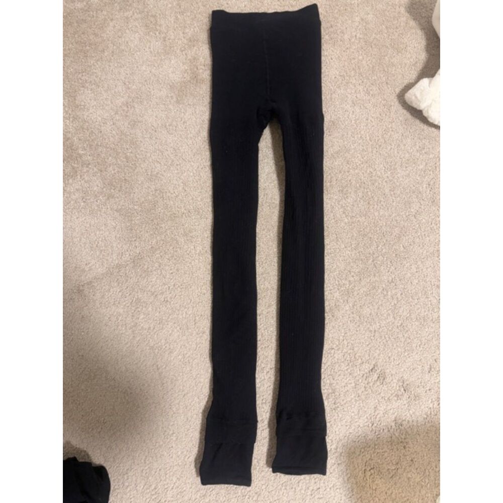 Fleece-Lined Thermal Tights, black with sheer nude, Fake Translucent, S